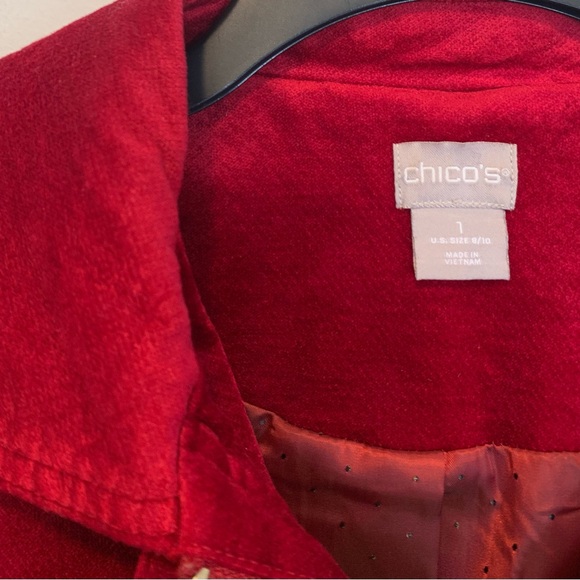Chico’s Red Velvet Jean Jacket 1 - Picture 7 of 8